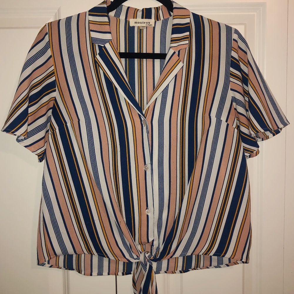 Monteau Front Tie Blouse